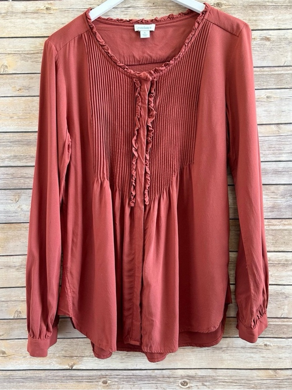 NIC+ZOE Rust Pink Pintuck Ruffle Blouse
